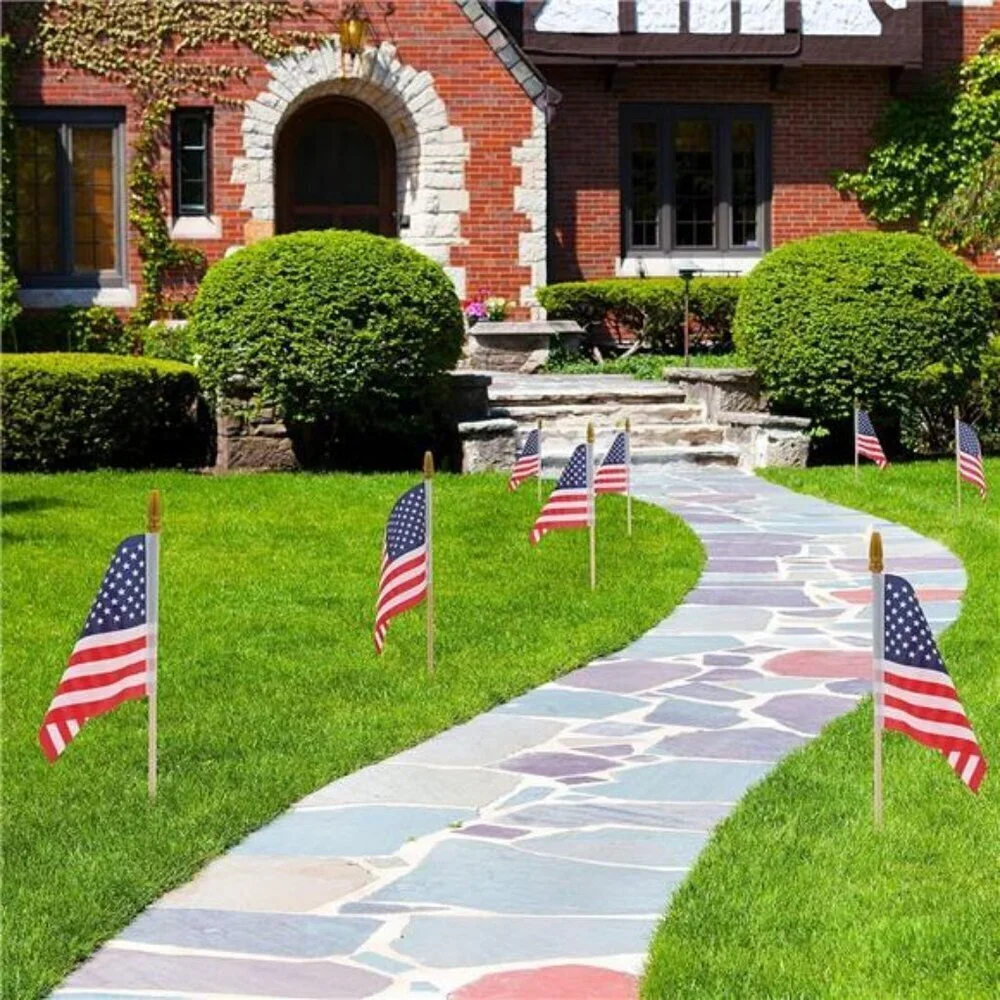 12 Pcs Small American Flags On Stick, Patriotic Decorations Small 4